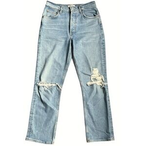 AGOLDE Riley High Rise‎ Straight Crop Jeans Distressed Aged Wash Size 26